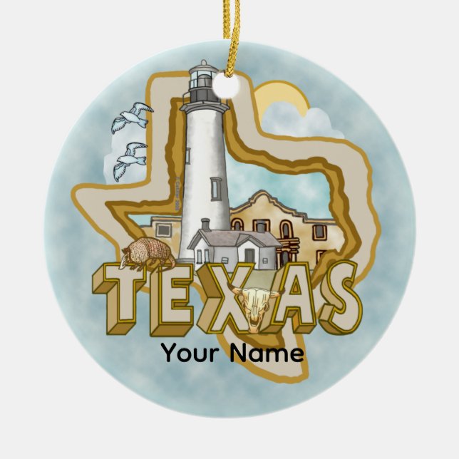 A Texas Lighthouse Ceramic Ornament (Front)