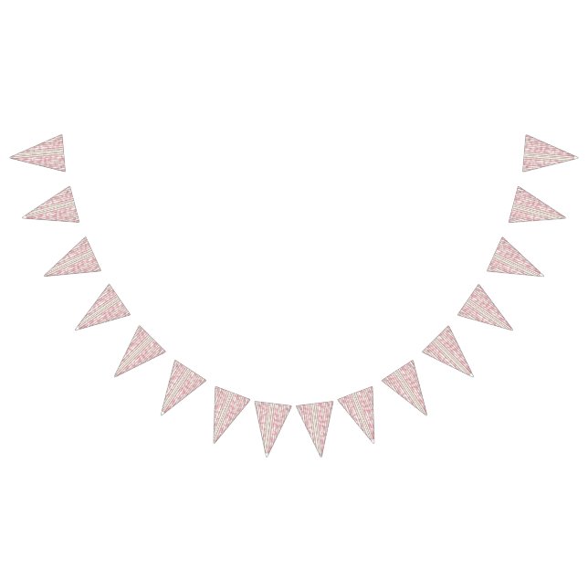 A textile displaying a pattern of pink and white s bunting  (All)