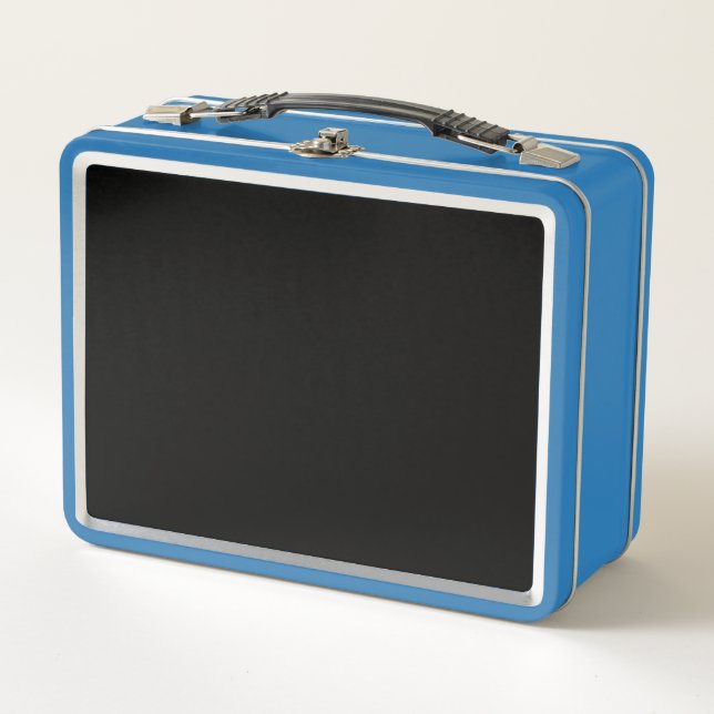 A textured black surface with subtle grain pattern metal lunch box (Front)
