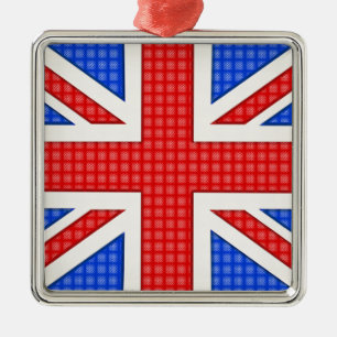 A textured Union Jack flag. Metal Tree Decoration