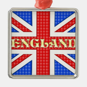 A textured Union Jack flag with England written ac Metal Tree Decoration