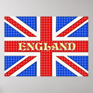 A textured Union Jack flag with England written ac Poster
