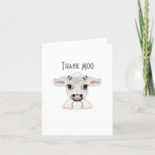A Thank Moo Card   Cow Thank You Card  Cute Cow
