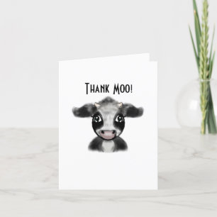 A Thank Moo Card   Cow Thank You Card  Cute Cow