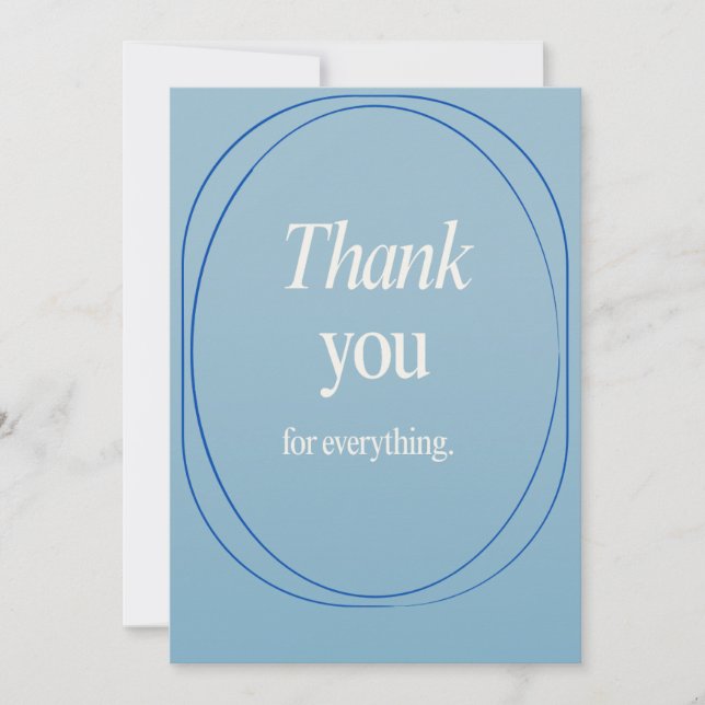 A thank you card for different occasions in blue (Front)