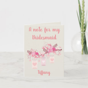 A thank you note for my bridesmaid