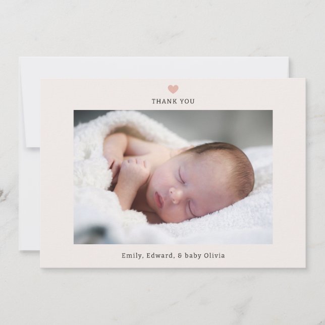 A Thankful Heart Baby Shower Photo Thank You Card (Front)