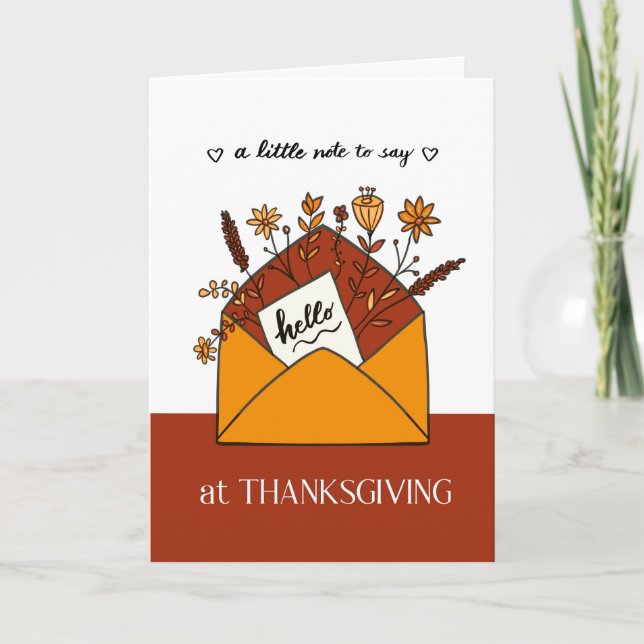 A Thanksgiving Note to Say Hello with Flowers Card (Front)