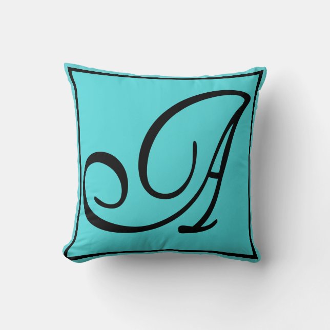 A - The Letter A on Aqua Background Cushion (Front)