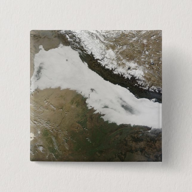 A thick bank of low clouds 15 cm square badge (Front)