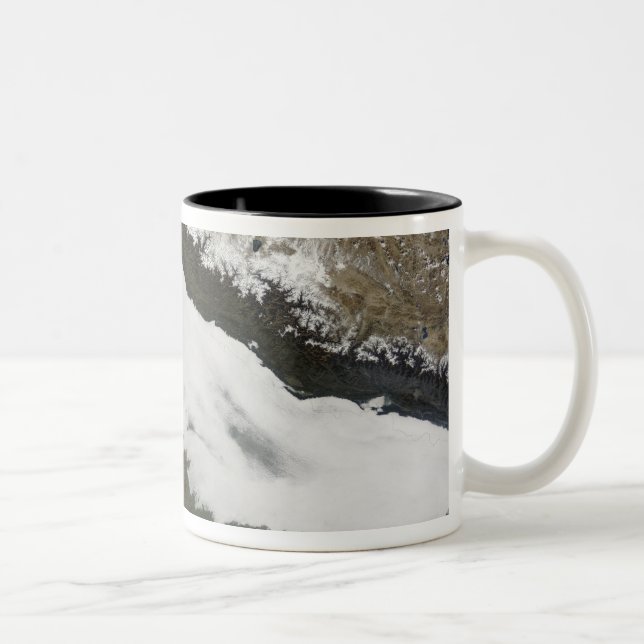 A thick bank of low clouds Two-Tone coffee mug (Right)