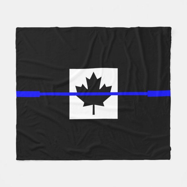 A Thin Blue Line Canadian Flag Fleece Blanket (Front (Horizontal))