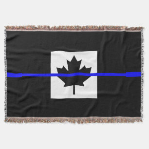 A Thin Blue Line Canadian Flag Throw Blanket