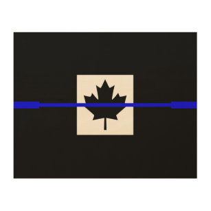 A Thin Blue Line Canadian Flag Wood Wall Art