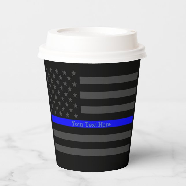 A Thin Blue Line US Flag Your Own Personalised Paper Cups (Front)