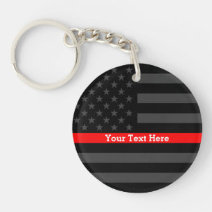 A Thin Red Line US Flag Personalised Keeper Key Ring