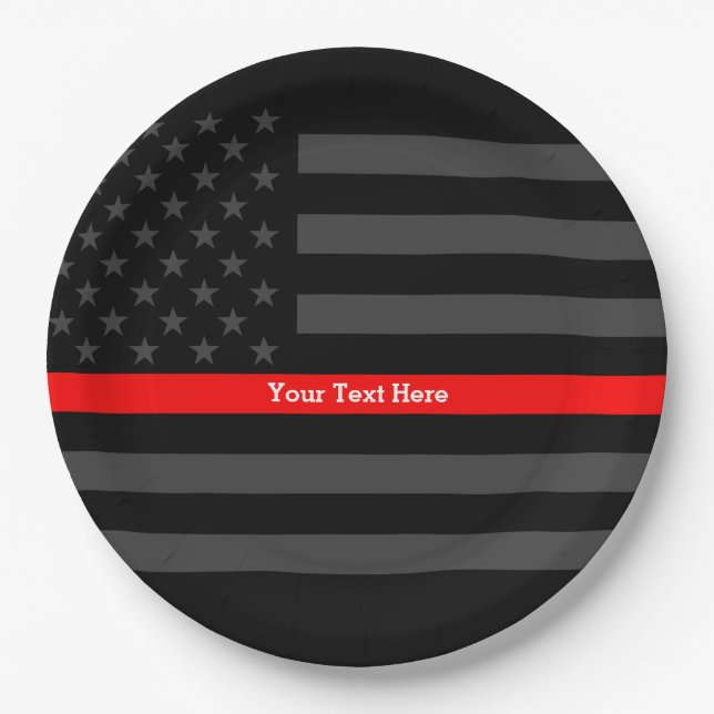 A Thin Red Line US Flag Your Own Personalised Paper Plate (Front)