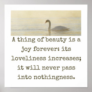 A Thing Of Beauty Is A Joy Forever - Beauty Quote  Poster