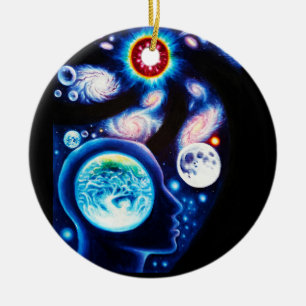 A thinker and his view of the universe ceramic tree decoration