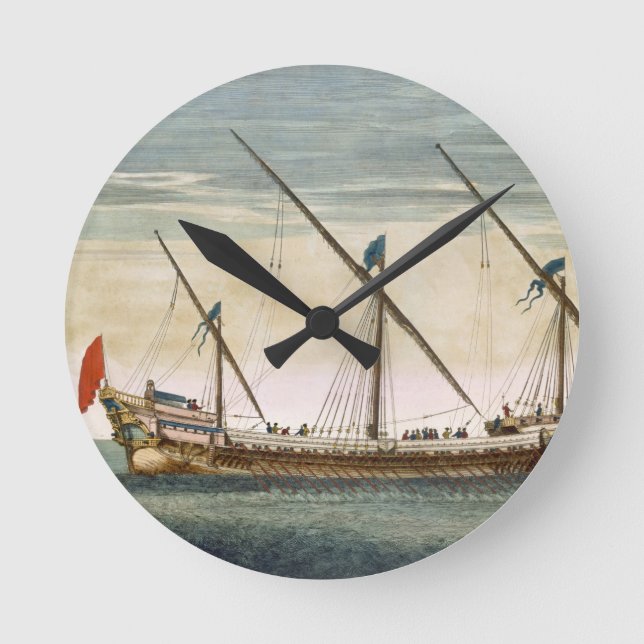 A three-masted Galleass under way by oar, from 'Le Round Clock (Front)