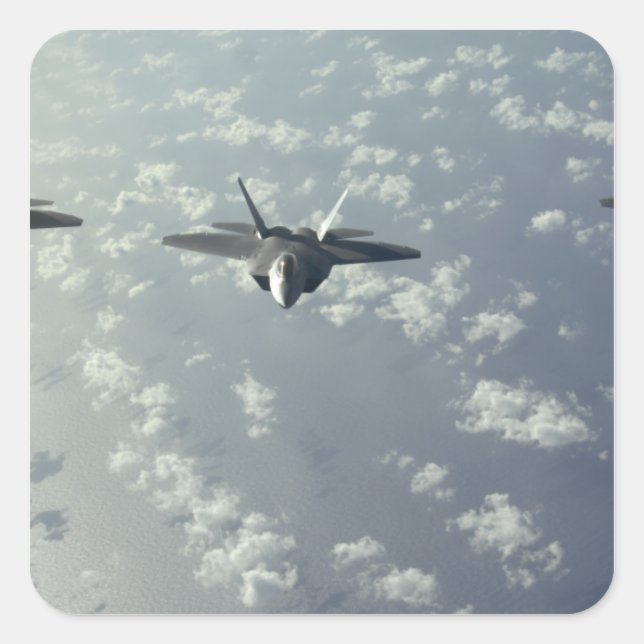 A three-ship formation of F-22 Raptors Square Sticker (Front)