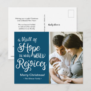 A thrill of Hope Blue Christmas Baby Holiday Postcard