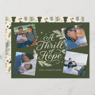 A Thrill of Hope Green Religious 4 Photo Collage Holiday Card