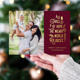 A Thrill of Hope   Modern Photo Christmas    Foil Holiday Card