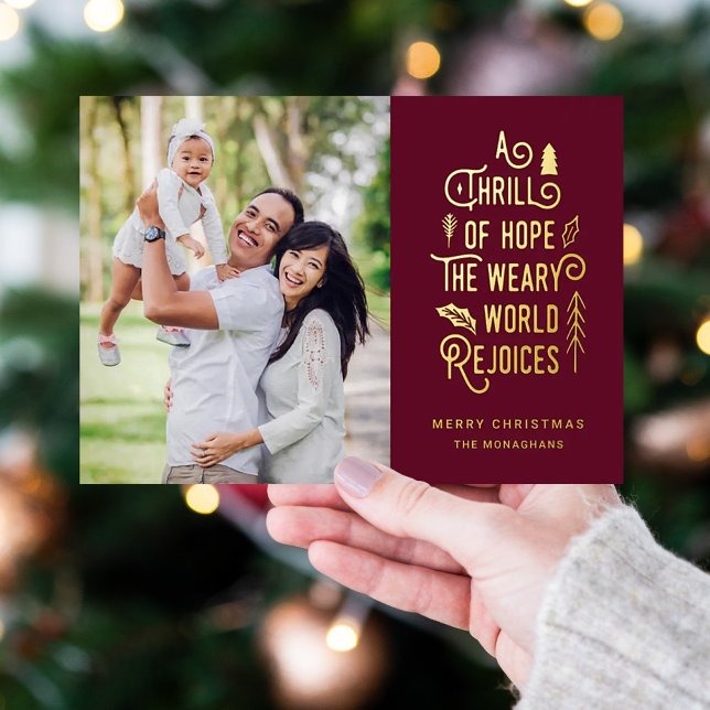 A Thrill of Hope | Modern Photo Christmas    Foil Holiday Card (Creator Uploaded)