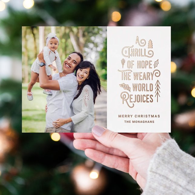 A Thrill of Hope | Modern Photo Christmas   Foil Holiday Card (Creator Uploaded)