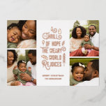 A Thrill of Hope | Modern Photo Collage Christmas  Foil Holiday Card<br><div class="desc">This stylish Christmas collage holiday photo card features 4 photo templates and modern typography reading,  "A Thrill of Hope,  The Weary World Rejoices." The back of the card contains a matching pattern of holly berries,  leaves,  and pine sprigs in black. Easy to personalise!</div>