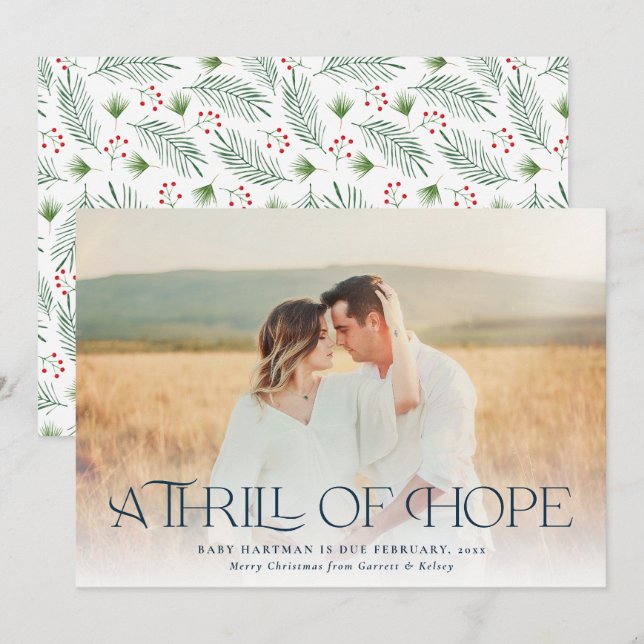 A Thrill of Hope Pregnancy Announcement Photo  (Front/Back)