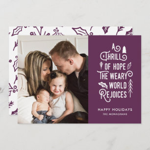 A Thrill of Hope   Purple   Modern One Photo Holiday Card