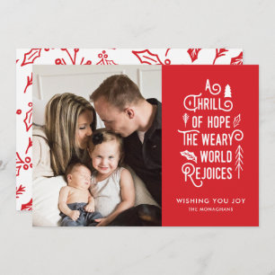 A Thrill of Hope   Red   Modern One Photo Holiday Card
