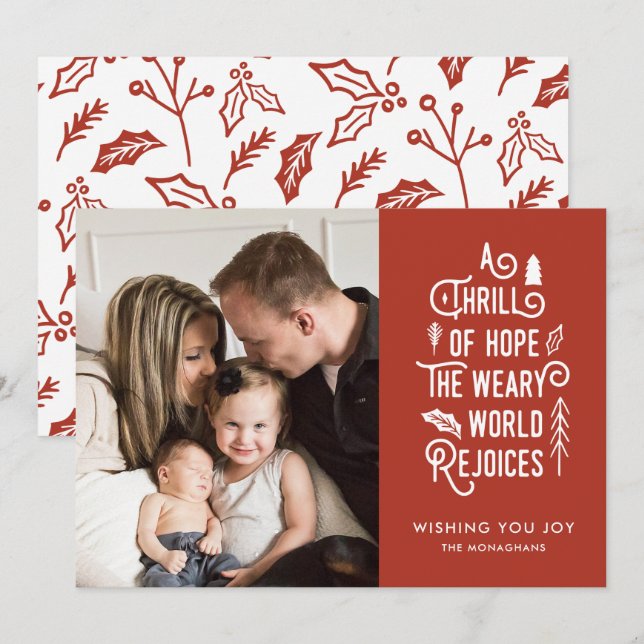 A Thrill of Hope | Sienna | Modern One Photo Holiday Card (Front/Back)
