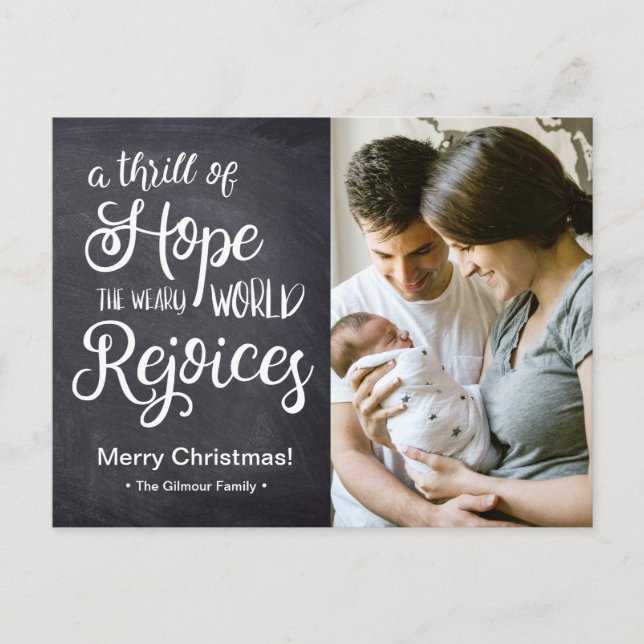 A thrill of Hope the weary world rejoices Baby Holiday Postcard (Front)