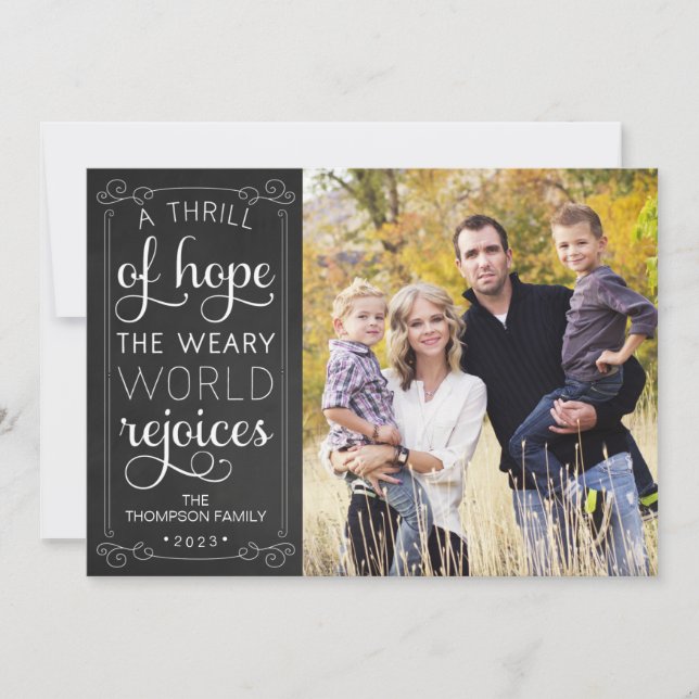 A Thrill of Hope Weary World Rejoices Photo Card (Front)