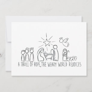 A Thrill oh Hope Nativity Sketch Holiday Card