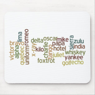 A Through Z Phonetic Alphabet Telephony (Wordle) Mouse Mat