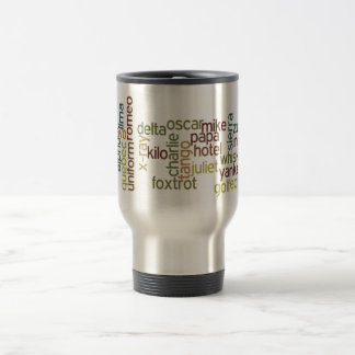 A Through Z Phonetic Alphabet Telephony (Wordle) Travel Mug