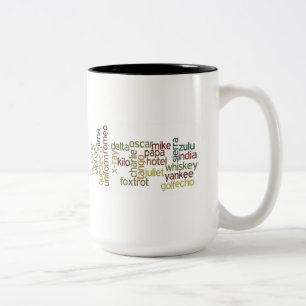 A Through Z Phonetic Alphabet Telephony (Wordle) Two-Tone Coffee Mug