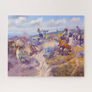 A Tight Dally and a Loose Latigo by C. M. Russell Jigsaw Puzzle
