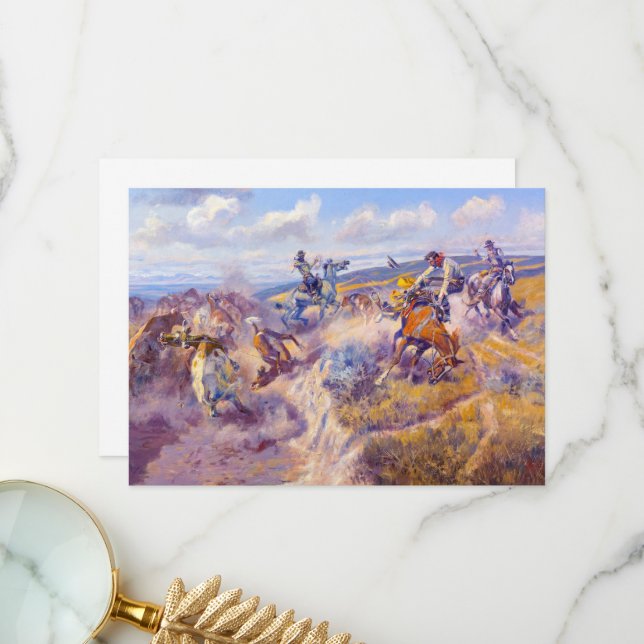 A Tight Dally and a Loose Latigo by C. M. Russell Thank You Card (Front/Back In Situ)