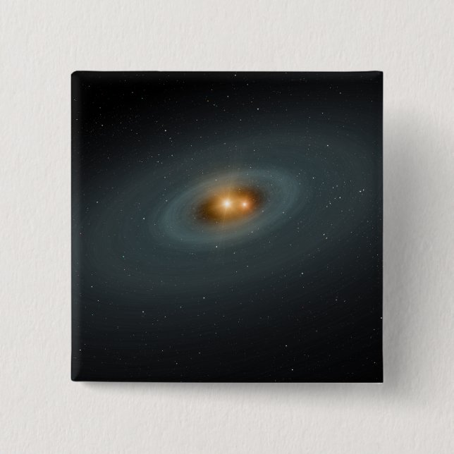 A tight pair of stars and a surrounding disc 15 cm square badge (Front)