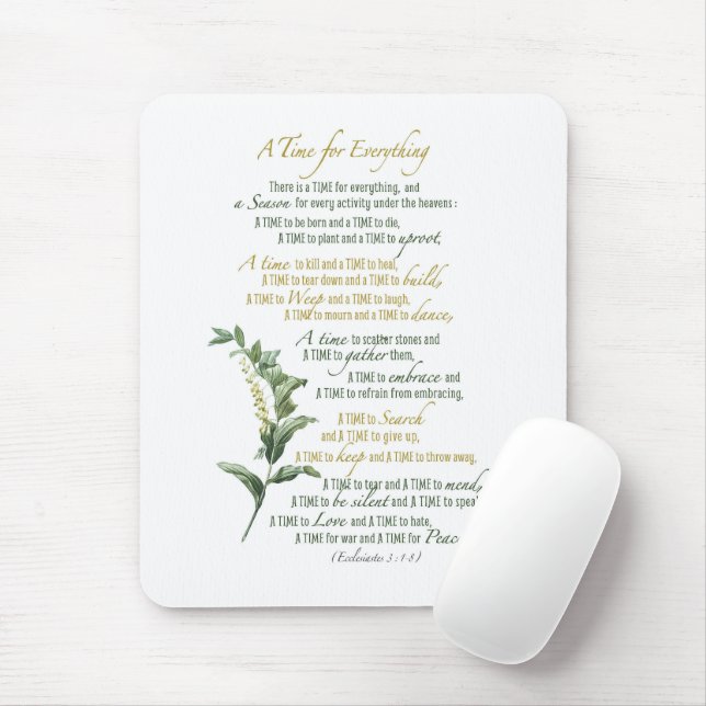 A time for everything - Ecclesiastes 3: 1-8 Mouse Mat (With Mouse)