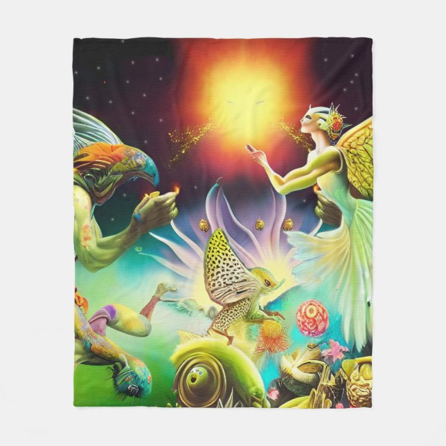 A Time of Recompense Oil Painting Fleece Blanket (Front)