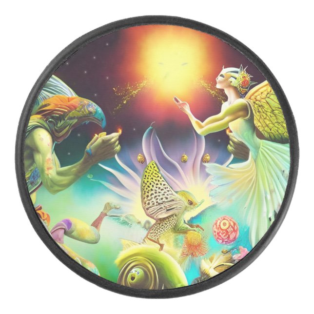 A Time of Recompense Oil Painting Hockey Puck (Front)