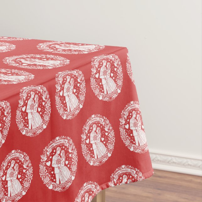 A timeless vintage Valentine’s Day Tablecloth (In Situ)