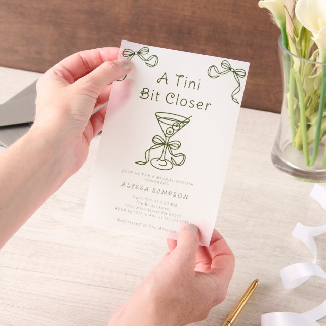 A Tini Bit Closer Bridal Shower Vellum Invitations (Handheld)
