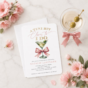 A Tini Bit Closer Martini Pink Bow Bridal Shower Invitation